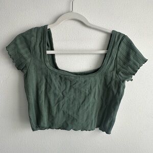 Aerie Forest Green Ribbed Crop Top